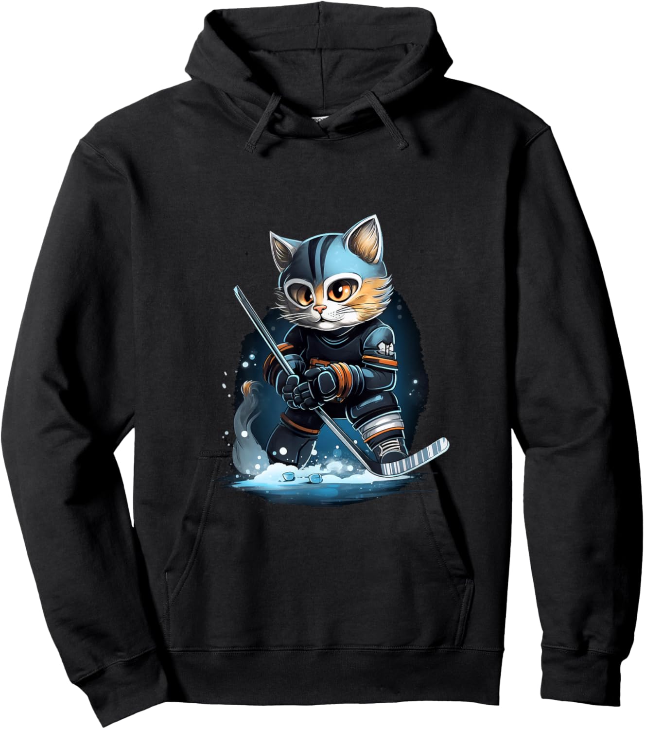 Cat Kitten Ice Hockey Stick Hockey Stick Hoodie - Hoodie | Black