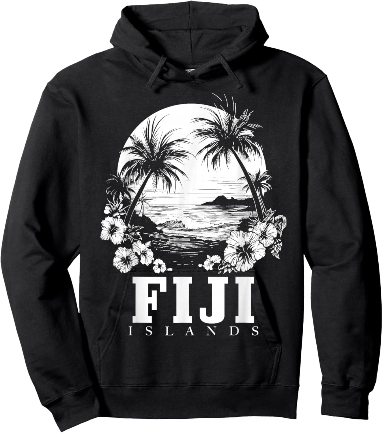Fiji Islands Hibiscus Flowers Beach Surfer Souvenir Hoodie - Hoodie | Black