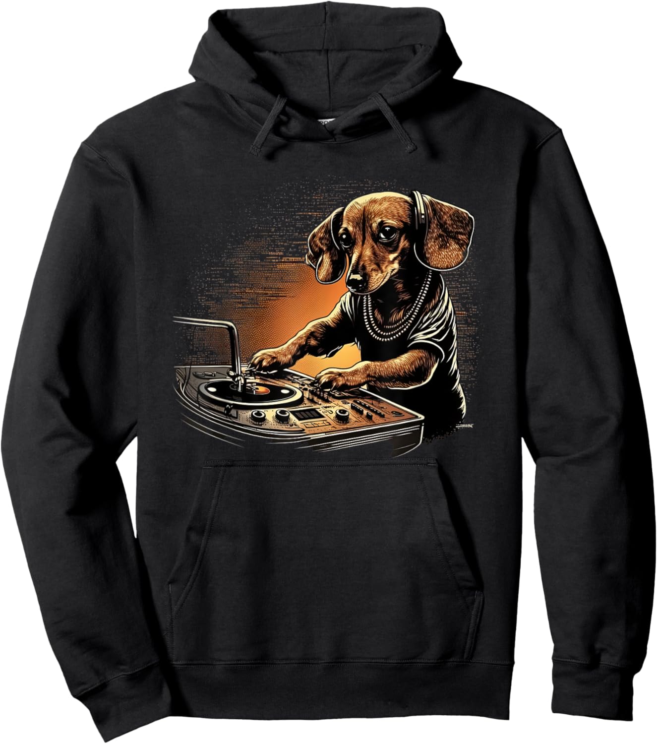 Funny Dachshund Cute Dj Electronic Music EDM Party Hoodie - Hoodie | Black