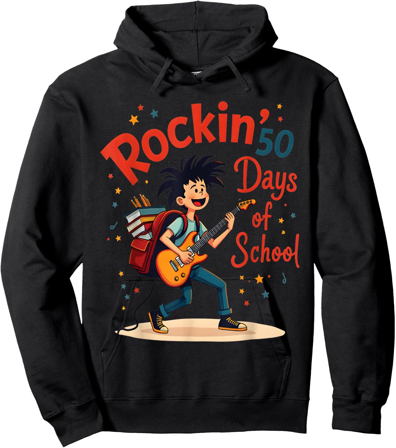 Rockin 50 Days Of School Celebration Fun Hoodie - Hoodie | Black