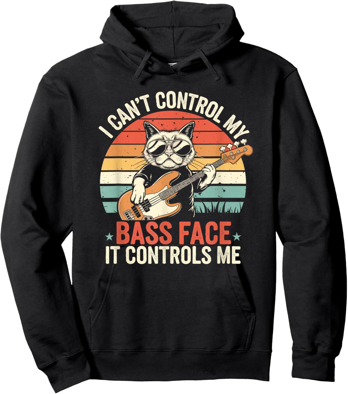 I Can't Control My Bass face - It Controls Me Bass Player Hoodie - Hoodie | Black