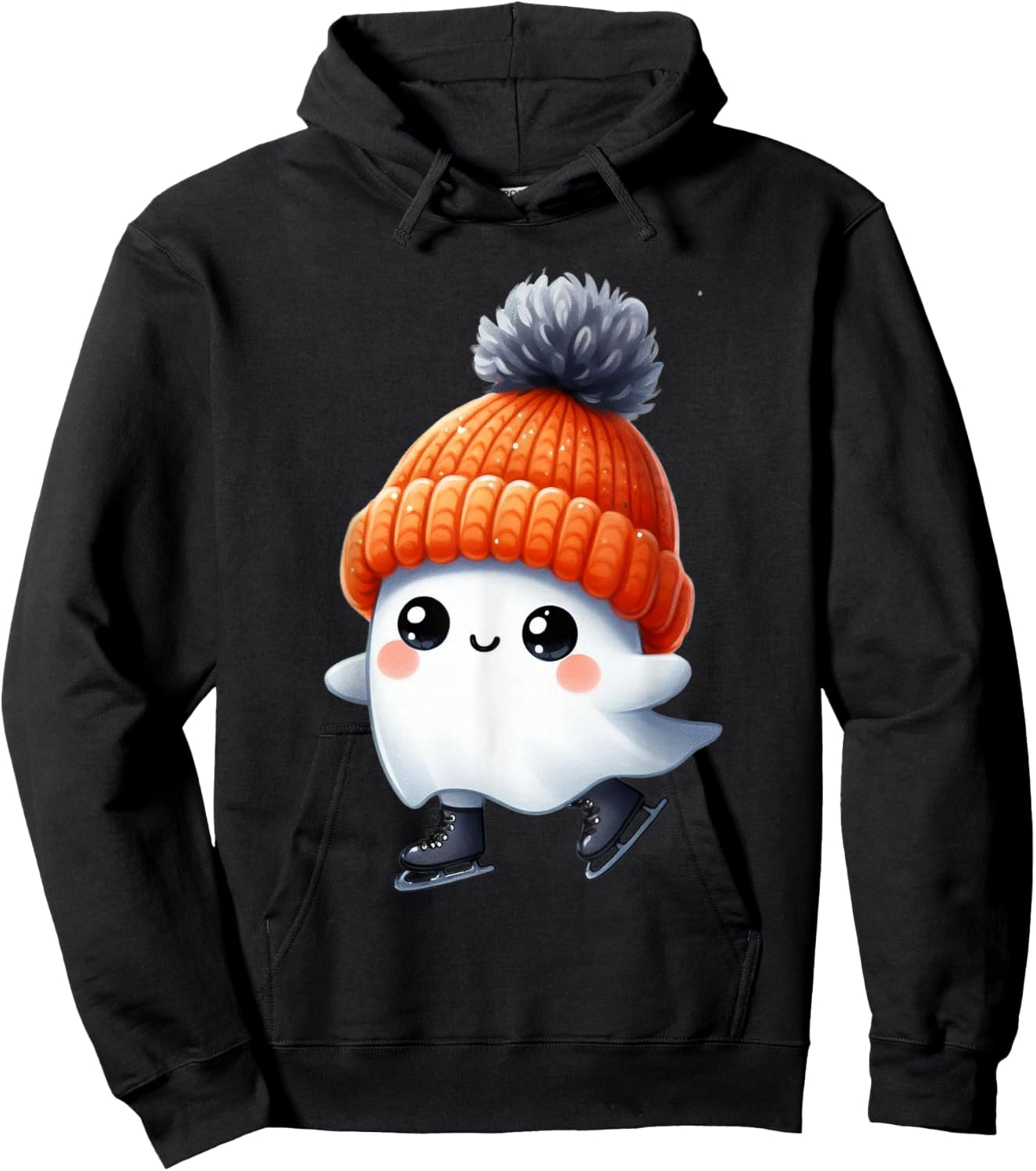 Ice Skating Ghost Halloween Party Costume Kids Hoodie - Hoodie | Black