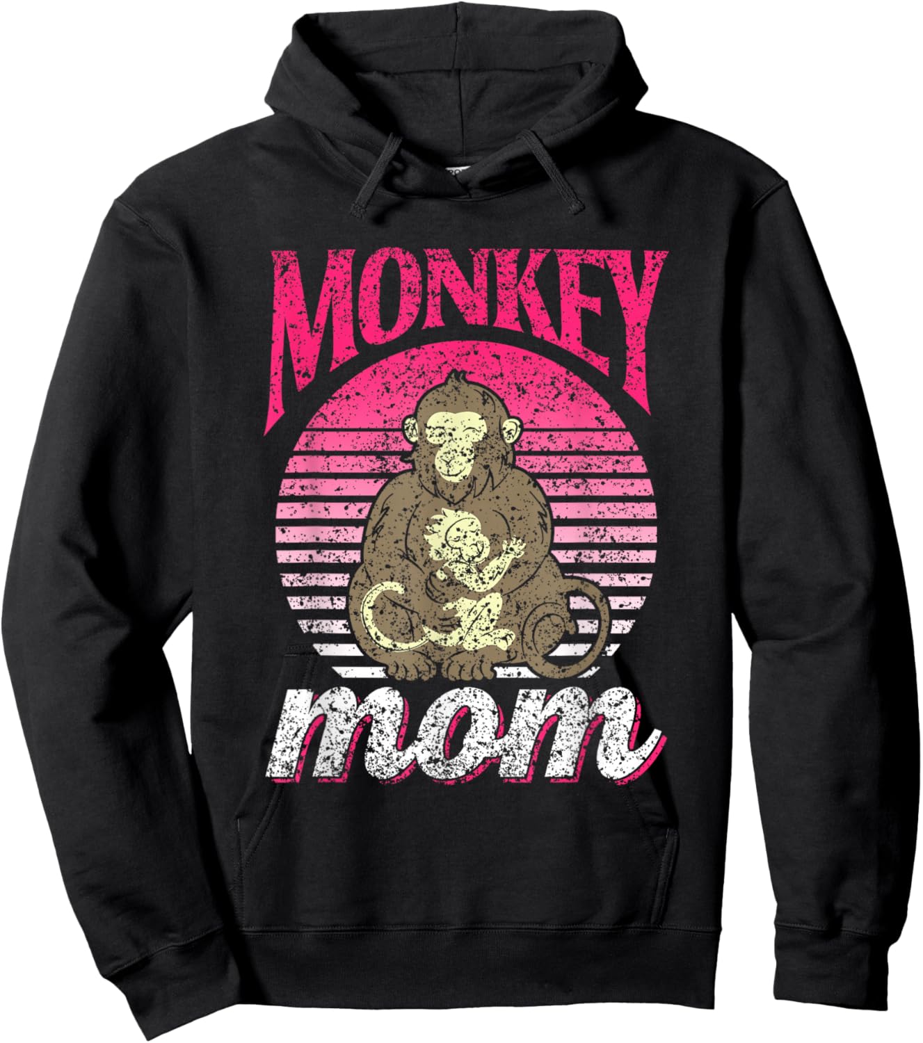 Monkey Mom Saying Monkeys Animal Lover Mother Mommy Mama Hoodie - Hoodie | Black