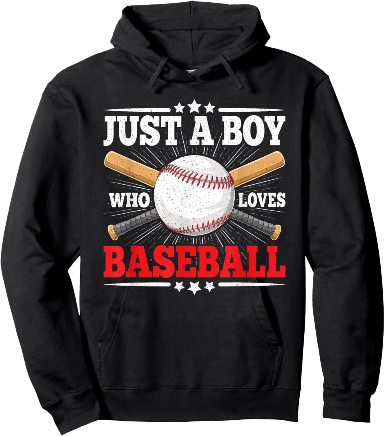 Just A Boy Who Loves Baseball Funny Baseball Player Kids Hoodie - Hoodie | Black