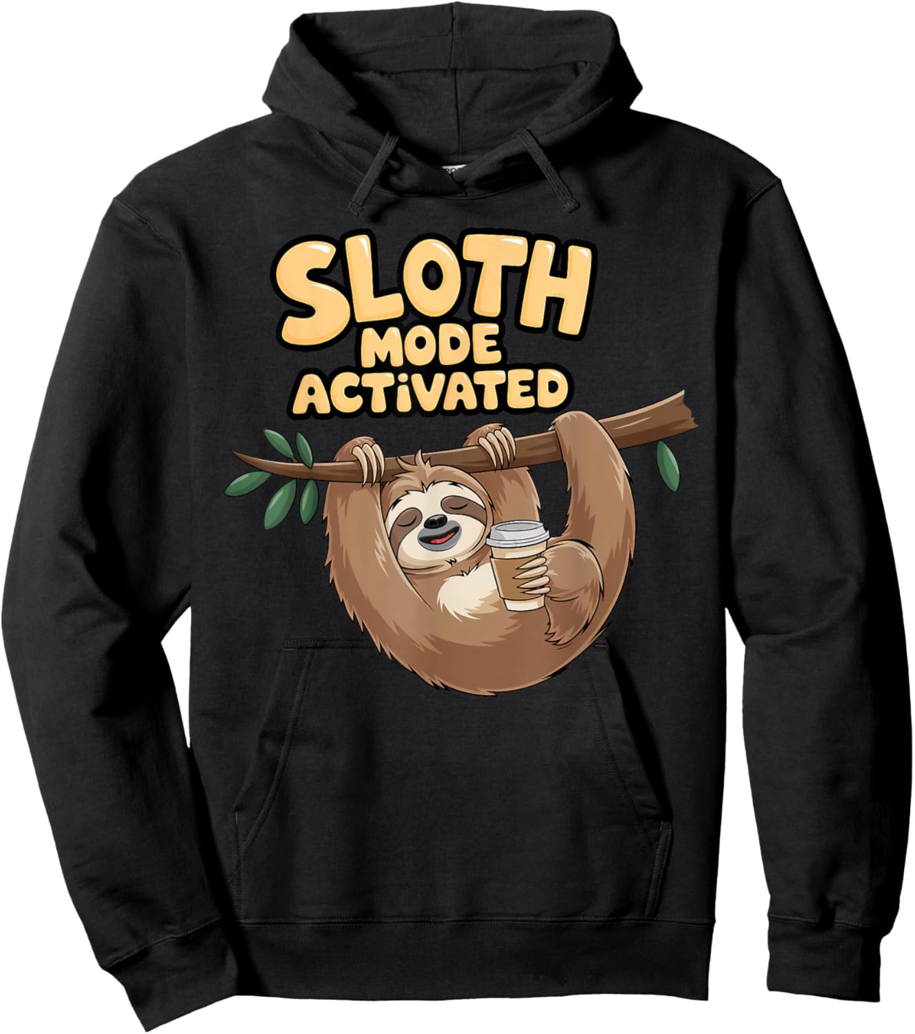 Sloth Mode Activated Relaxed Coffee Lover Hoodie - Hoodie | Black