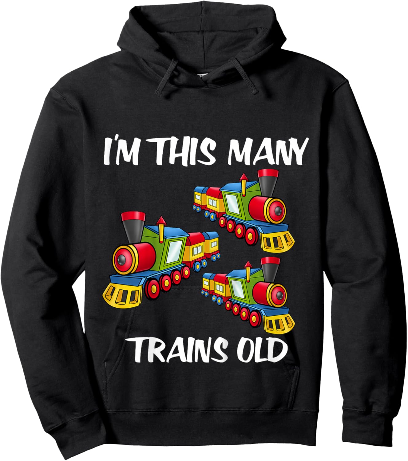 Kids I'm This Many Trains Old Boy 3rd Birthday 3 Years Old Hoodie - Hoodie | Black