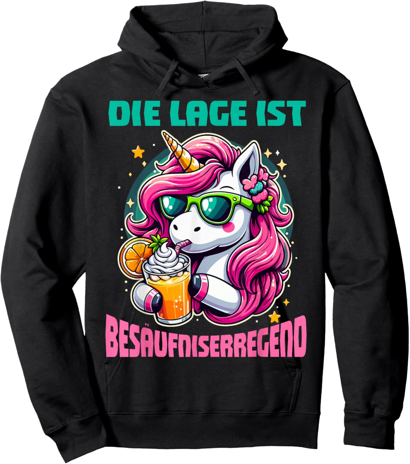 Die Lage Ist Besäufniserregend Party Humor Einhorn Trinker Hoodie - Hoodie | Black