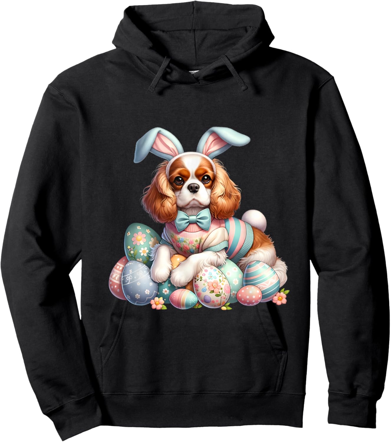 Funny Easter Day Cavalier King Charles Spaniel Bunny Costume Hoodie - Hoodie | Black