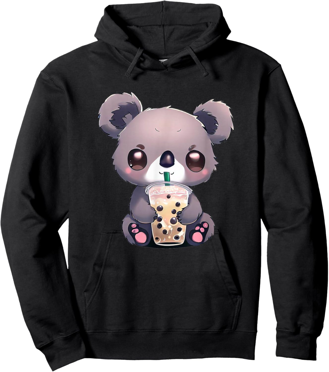 Kawaii Koala Boba Bubble Tea Cute Animal Lover Boys Girls Hoodie - Hoodie | Black