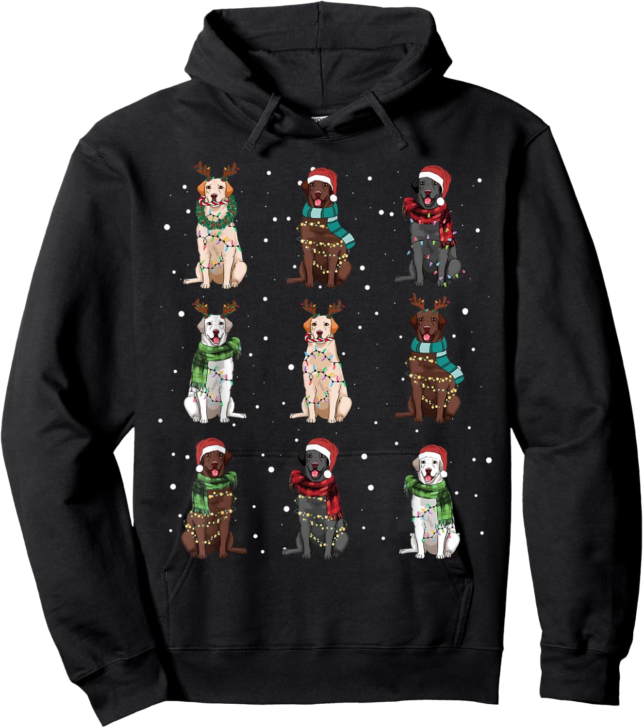 Christmas Lights Labrador Dog Lover Funny Xmas Dogs PJ Gifts Hoodie - Hoodie | Black