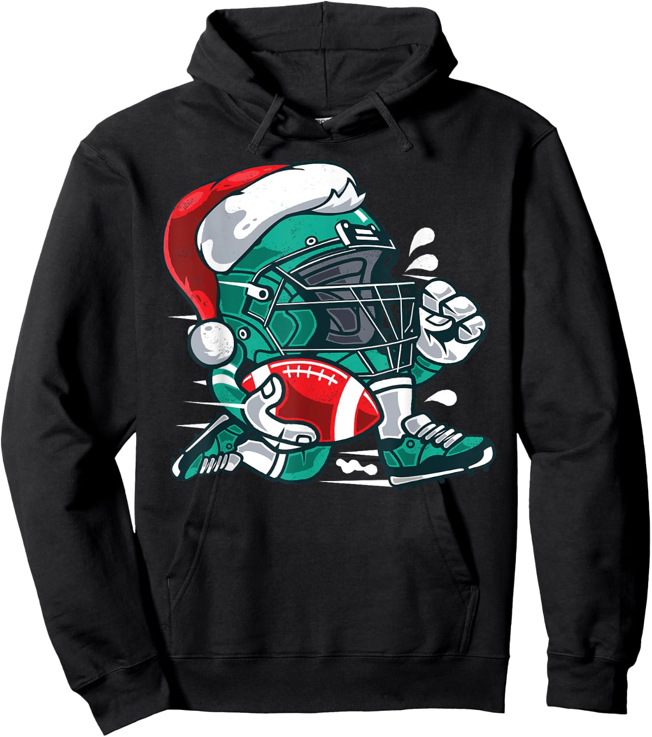 Football Christmas Santa Shirt for Boys and Girls Hoodie - Hoodie | Black