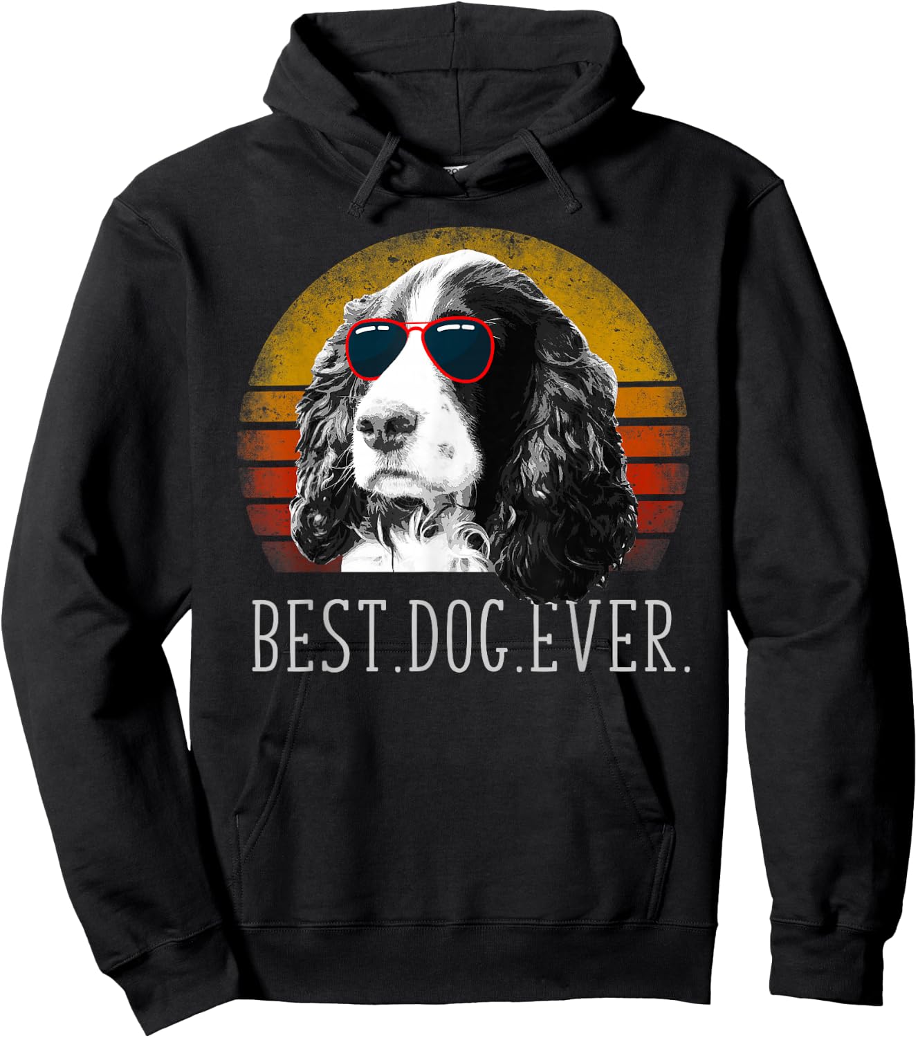 English Springer Spaniel Shirt Retro Best Dog Lover Ever Hoodie - Hoodie | Black