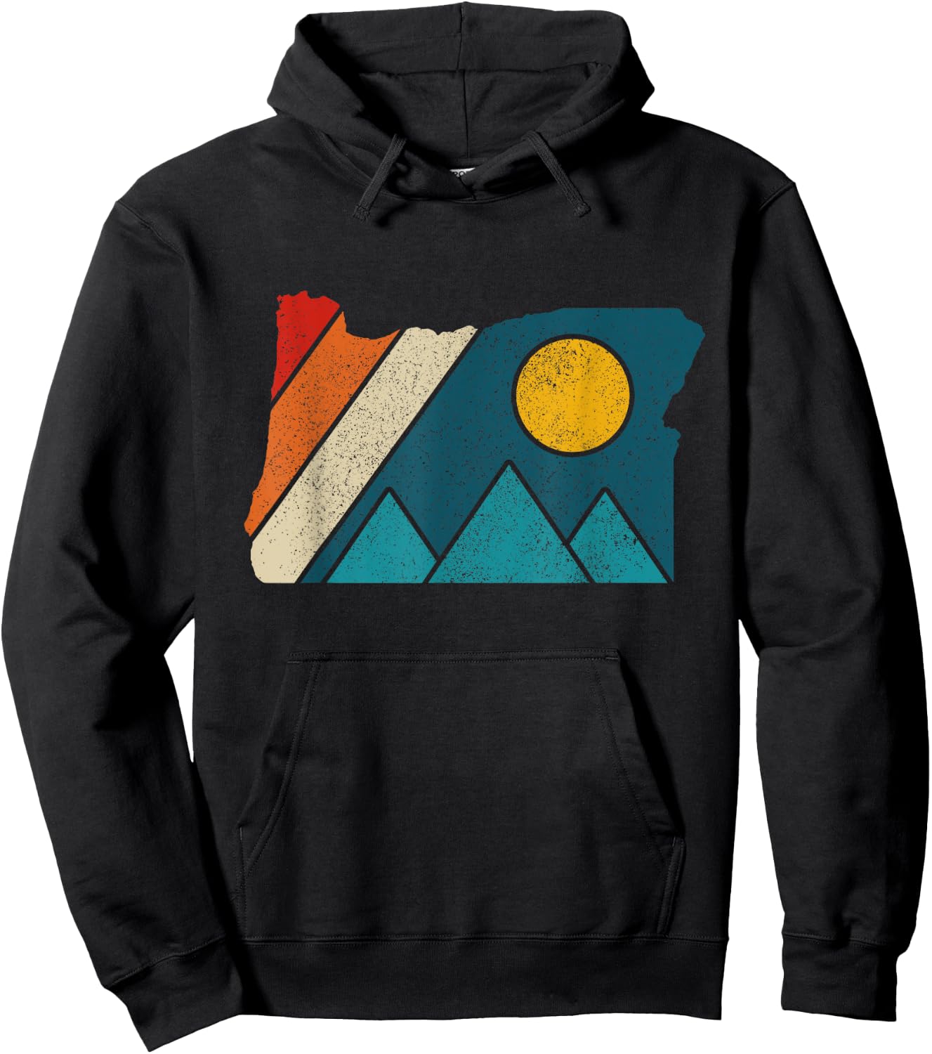 Oregon Vintage State Map Mountains Hiking Nature Pride Gift Hoodie - Hoodie | Black