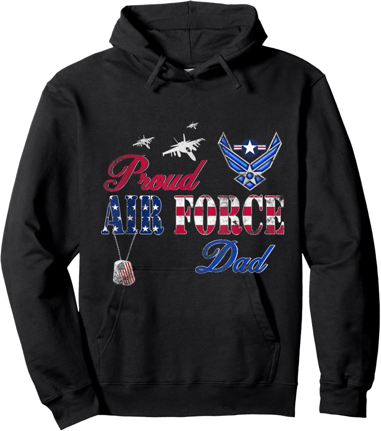 Proud Air Force Dad Shirt Military Family Fathers Day Hoodie - Hoodie | Black