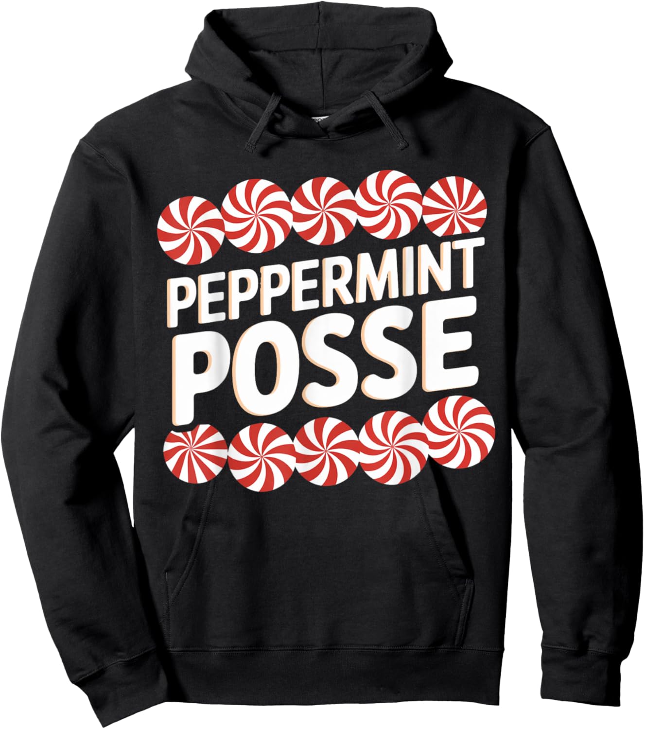 Peppermint Posse Festive Christmas Candy Theme Family Match Hoodie - Hoodie | Black