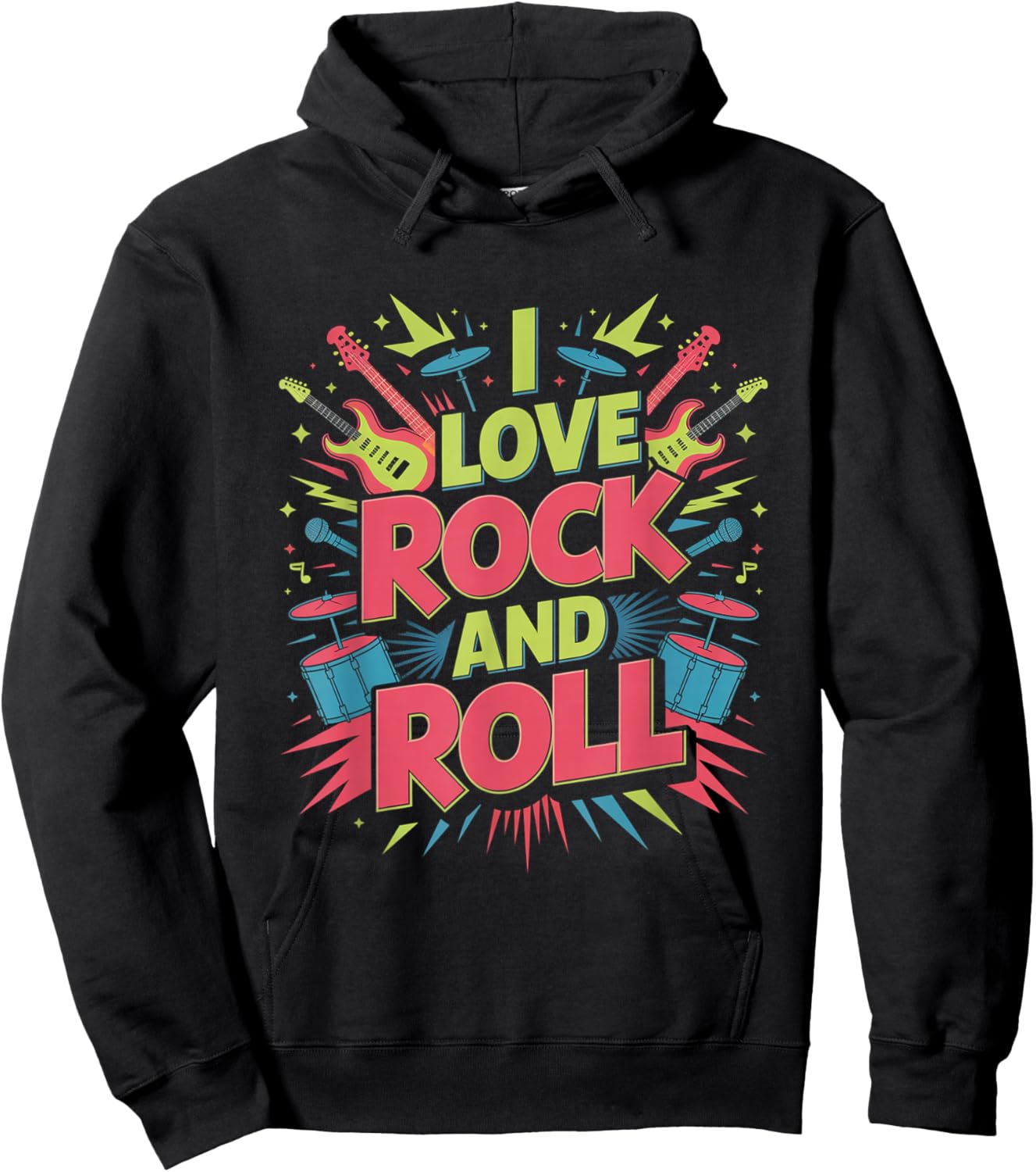 I Love Rock and Roll Music Lovers Hoodie - Hoodie | Black
