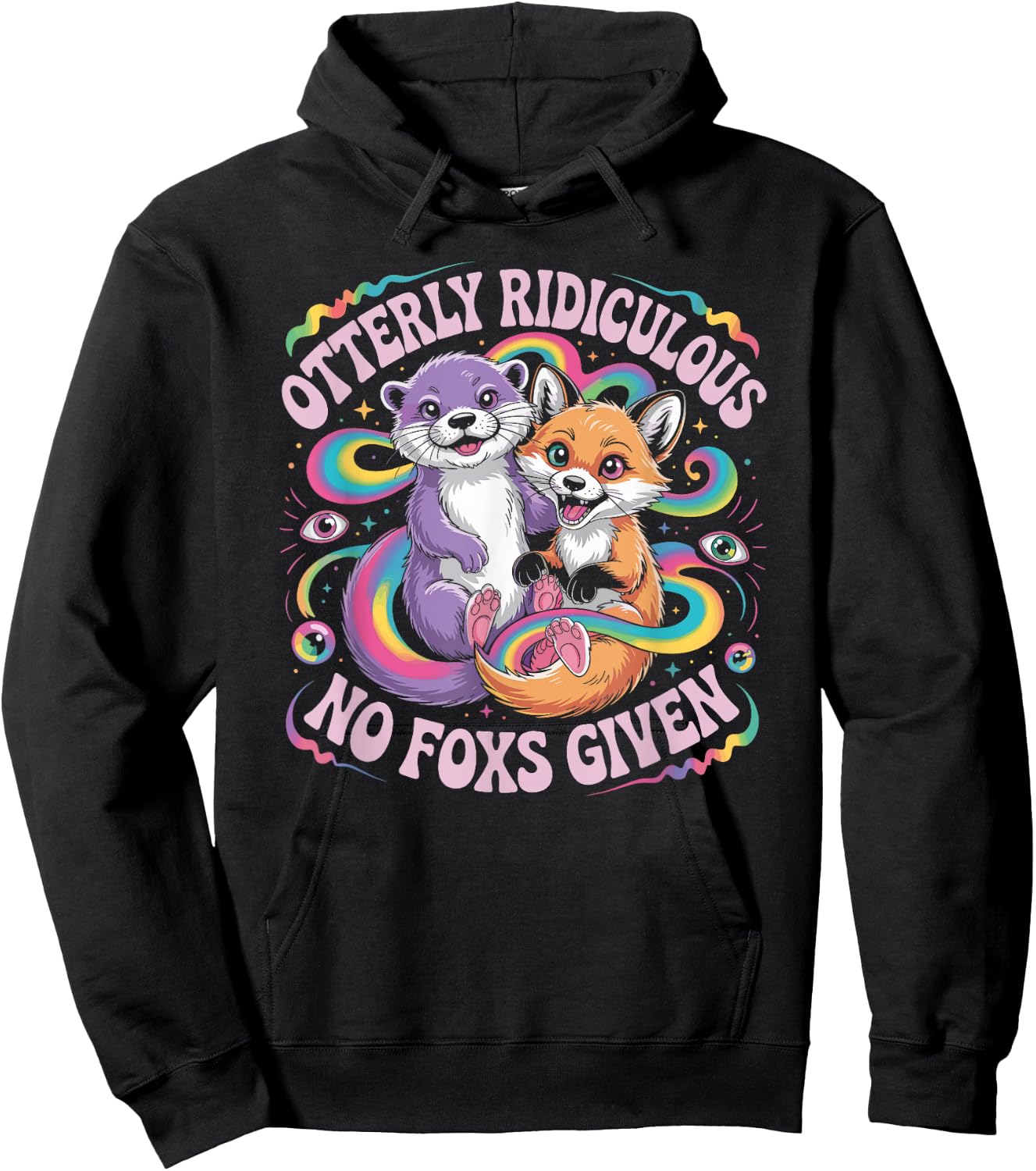 Otterly Ridiculous No Foxs Given Funny Retro Animal Pun Hoodie - Hoodie | Black