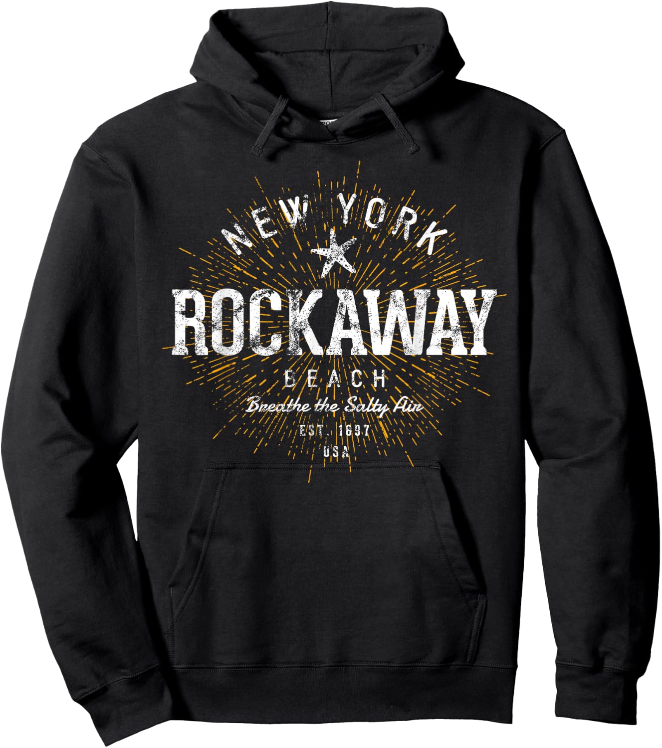 Retro Vintage Rockaway Beach Women Girls Kids Hoodie - Hoodie | Black