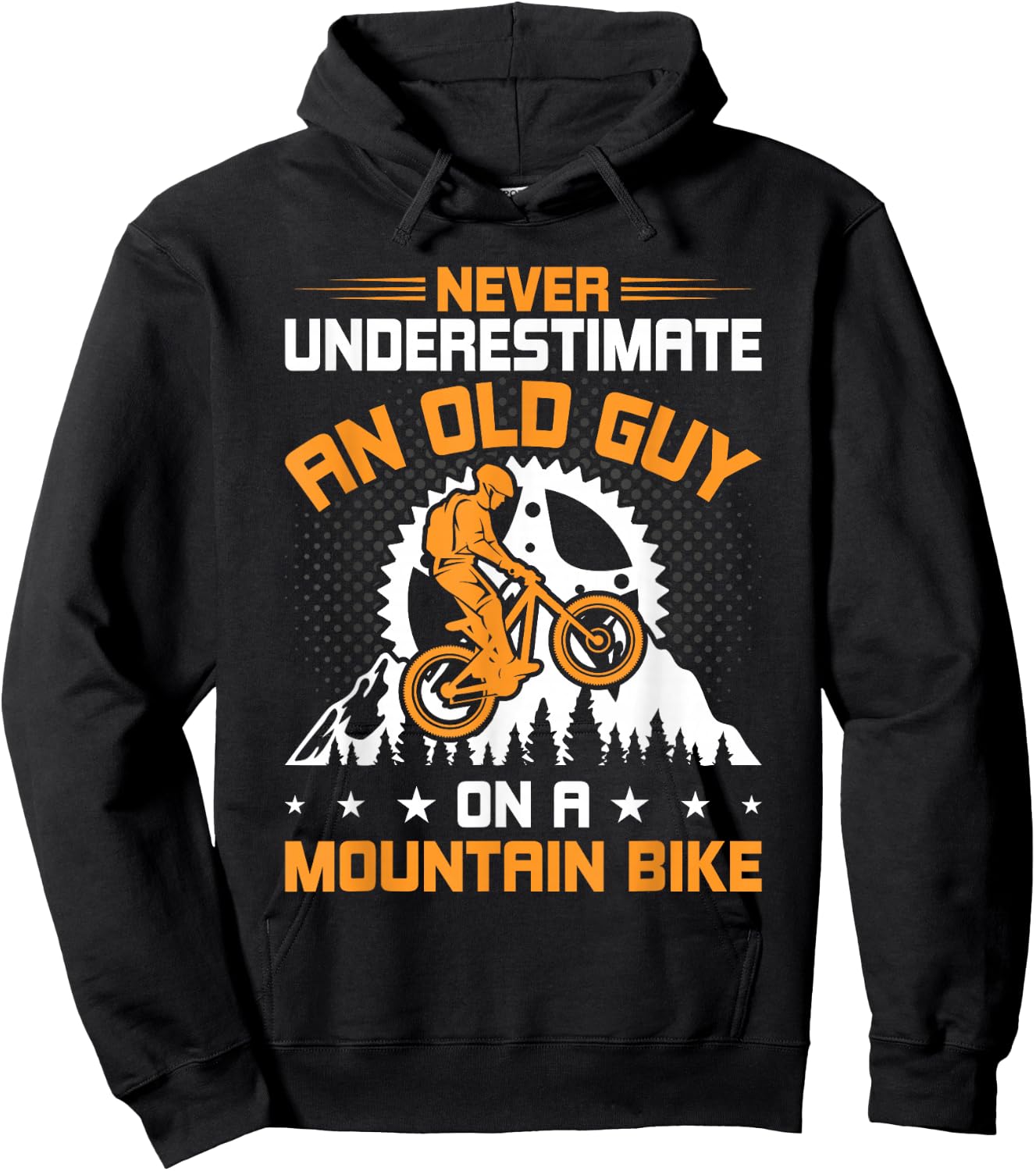 Never Underestimate an Old Guy on Mountain Bike Cycling Hoodie - Hoodie | Black