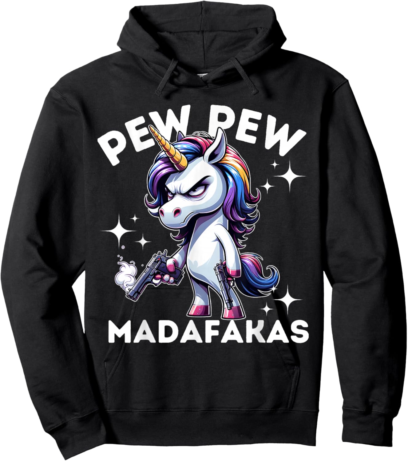 Pew Pew Madafakas Angry Unicorn crazy pew Hoodie - Hoodie | Black