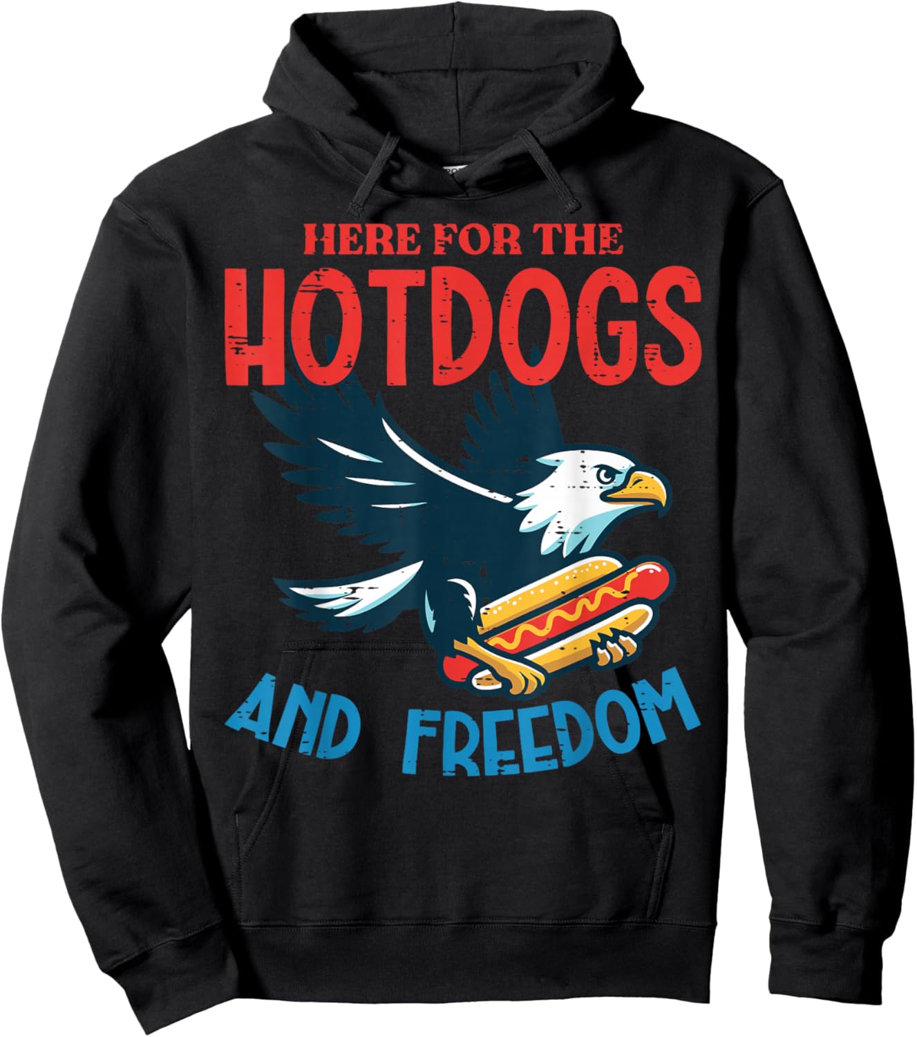 4th Of July Eagle Here Hotdogs Freedom Men Women Kids Hoodie - Hoodie | Black