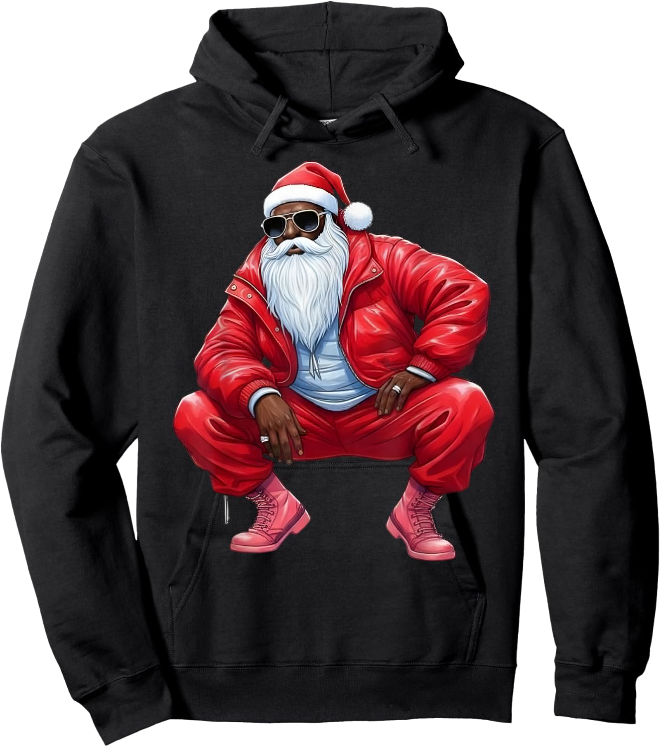 African American Christmas Xmas Afro Santa Claus Hoodie - Hoodie | Black