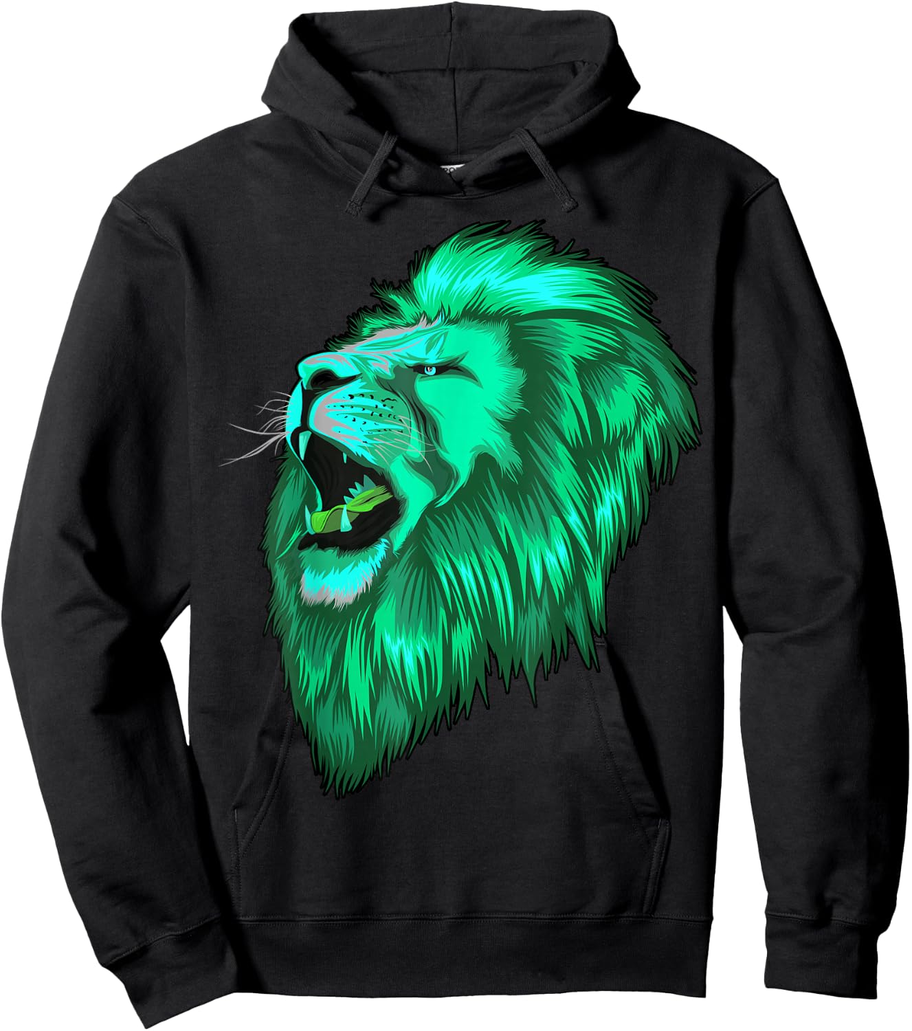 Green Mint Lion Head Lion King of Animals Cats Hoodie - Hoodie | Black