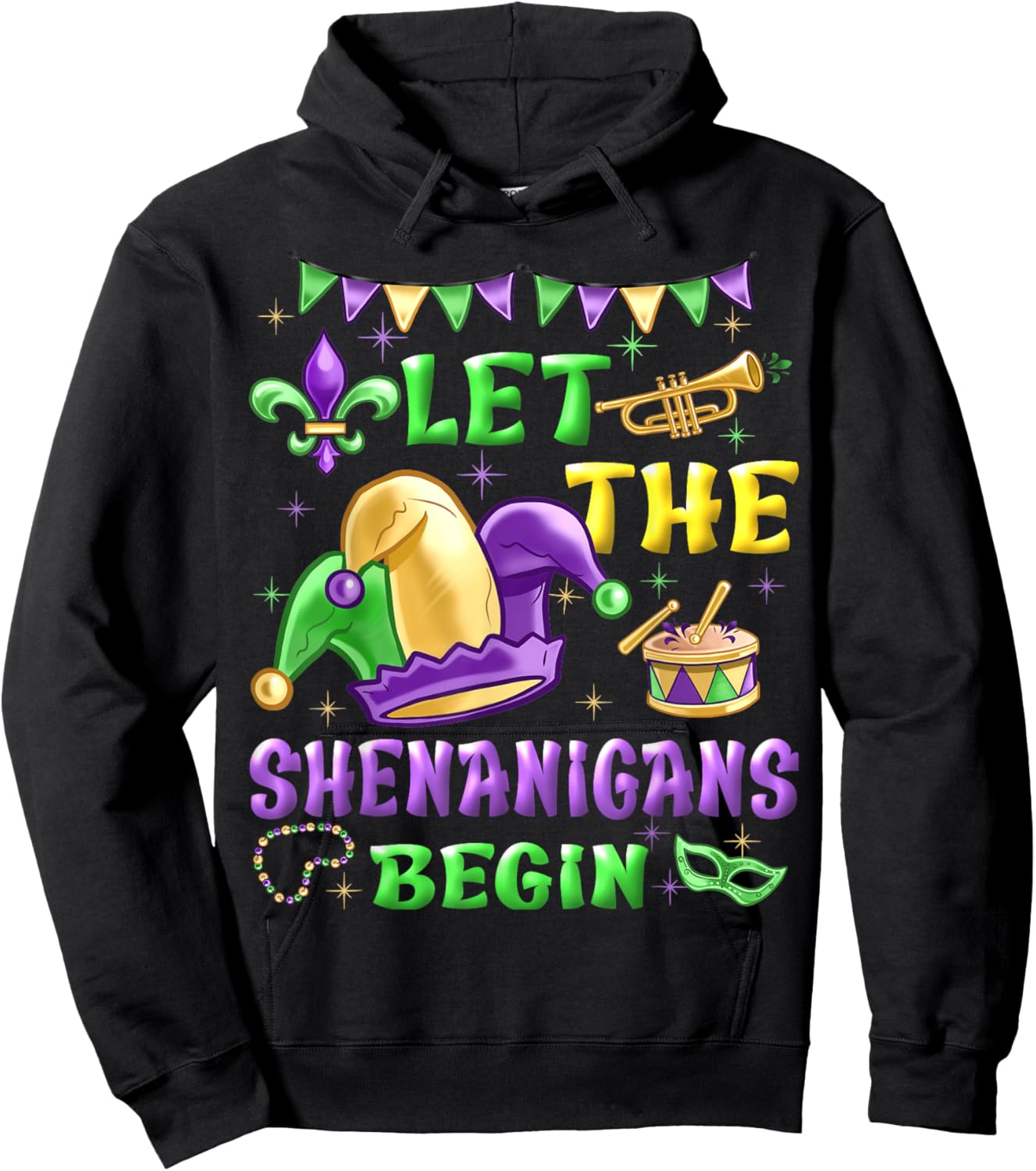Let The Shenanigans Begin Mardi Gras Women Men Kids Funny Hoodie - Hoodie | Black