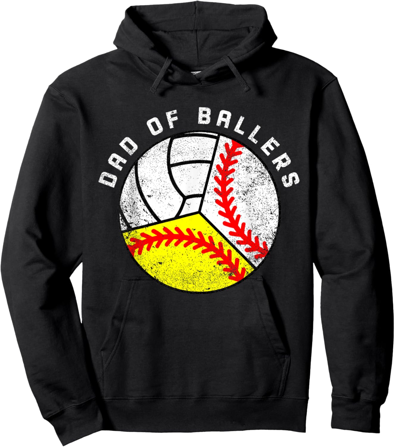 Dad Of Ballers Funny Baseball Softball Volleyball Dad Hoodie - Hoodie | Black