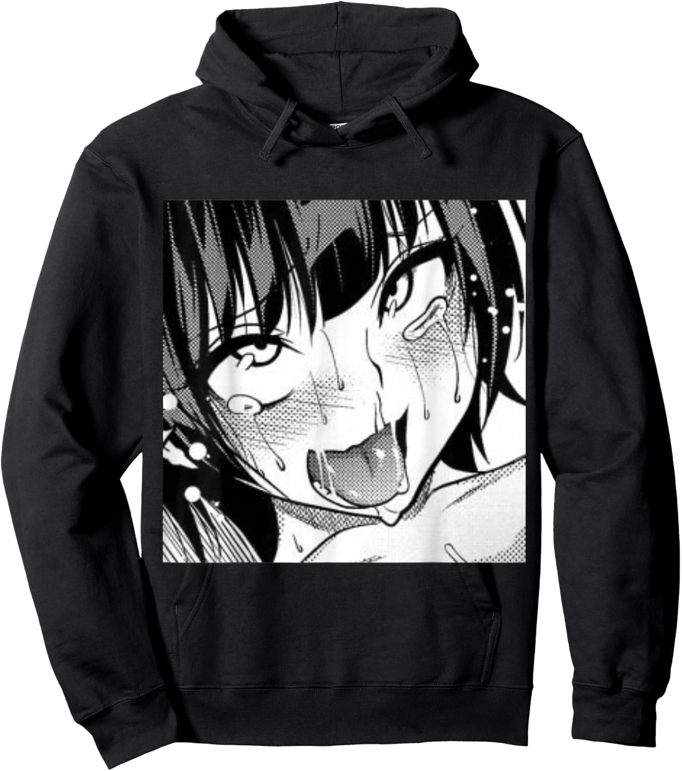 Ahegao Anime Girl with Tongue and Hands Out Weeb Hoodie - Hoodie | Black