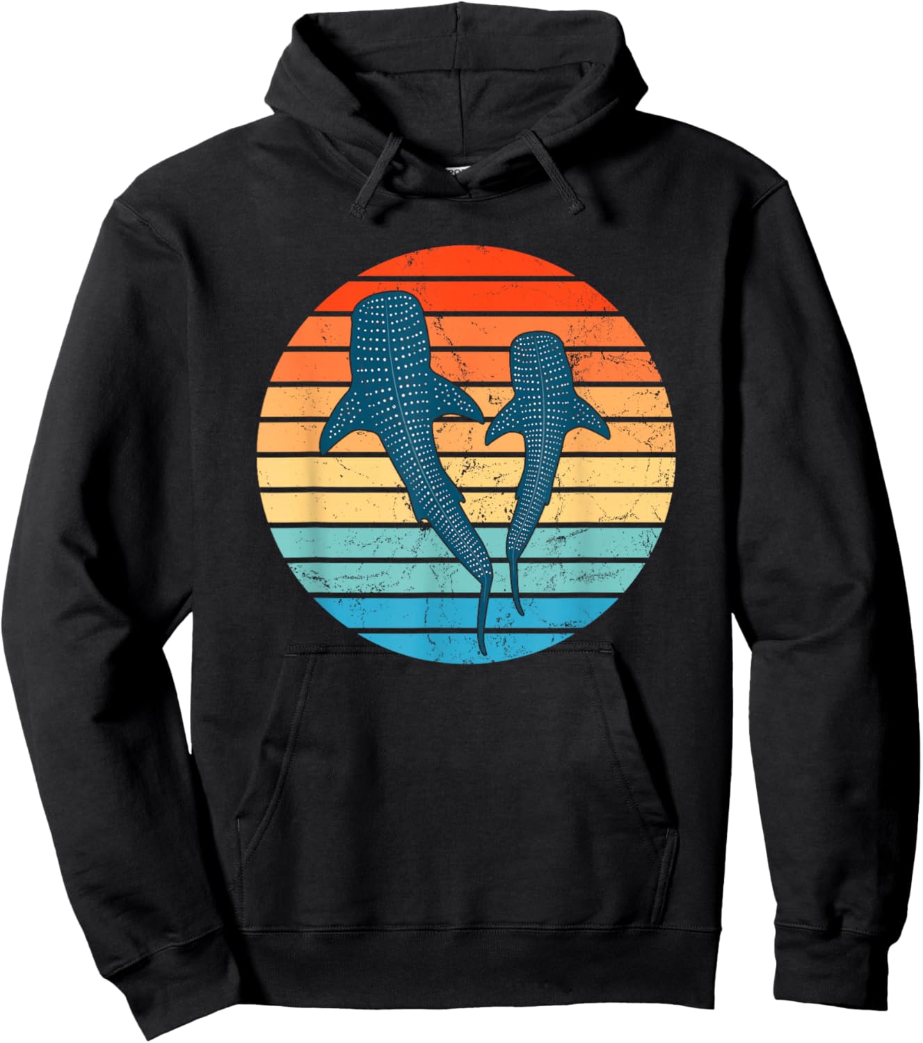 Whale Shark Vintage Sunset Hoodie - Hoodie | Black
