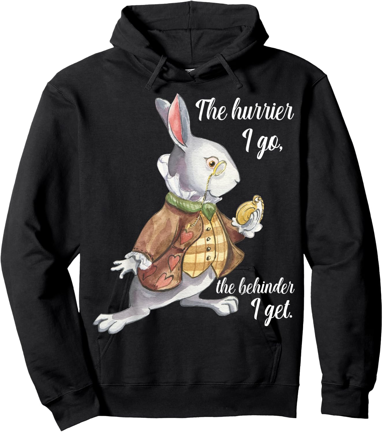 Alice in Wonderland White Rabbit Running Late Hurrying Hoodie - Hoodie | Black