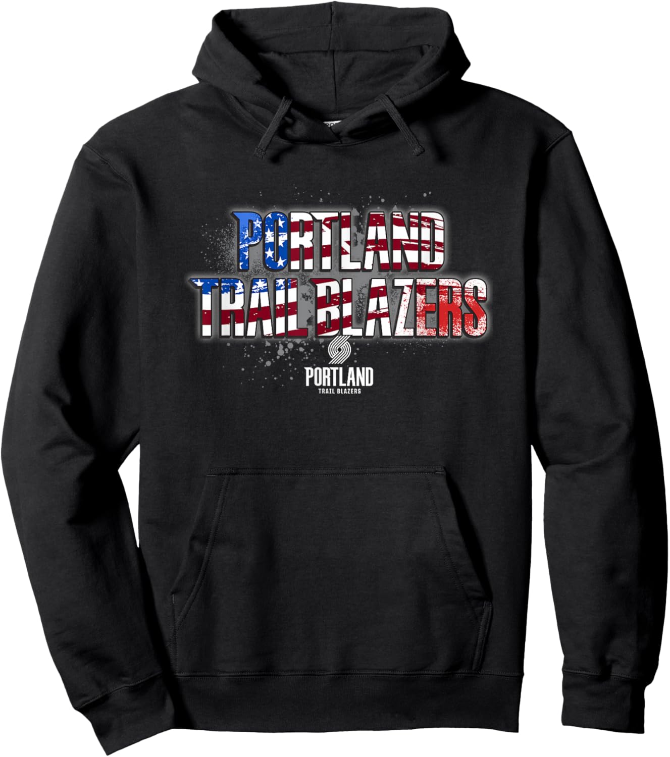 NBA Portland Trail Blazers American Flag Distressed Paint Hoodie - Hoodie | Black
