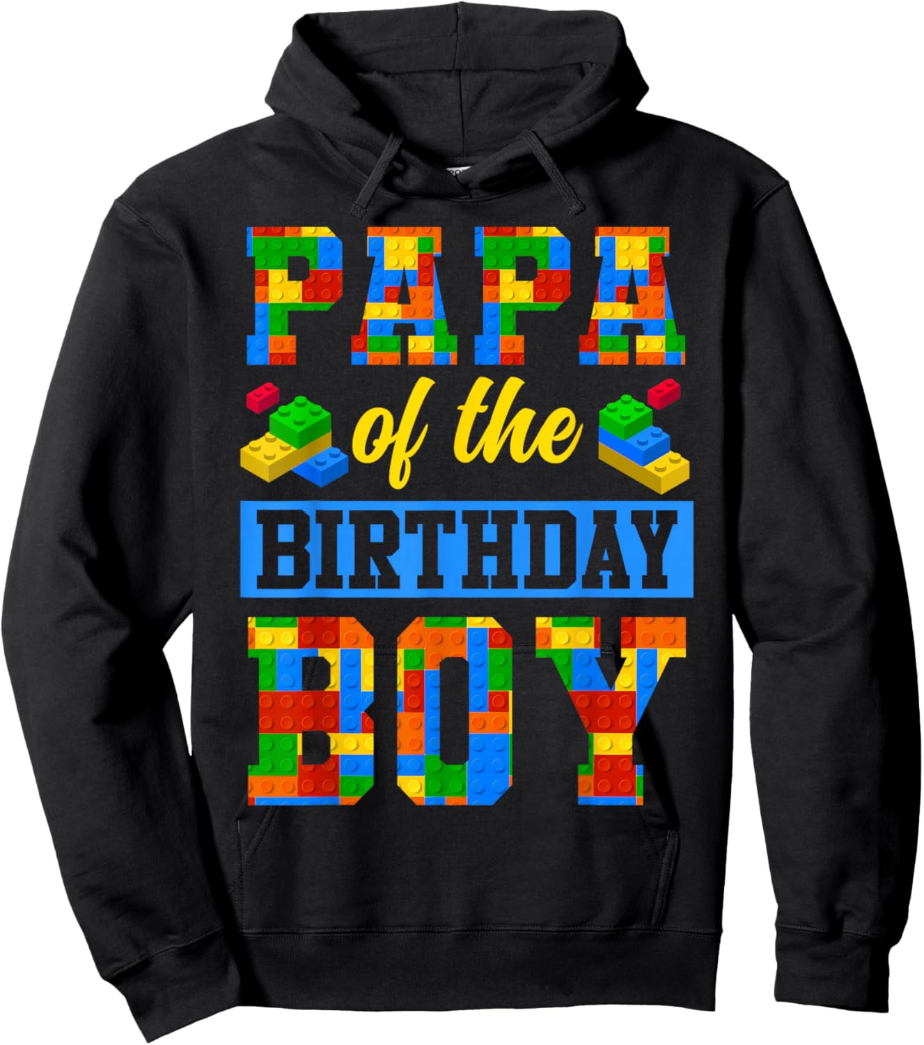 Papa Of The Birthday Boy Building Block Bday Party Hoodie - Hoodie | Black