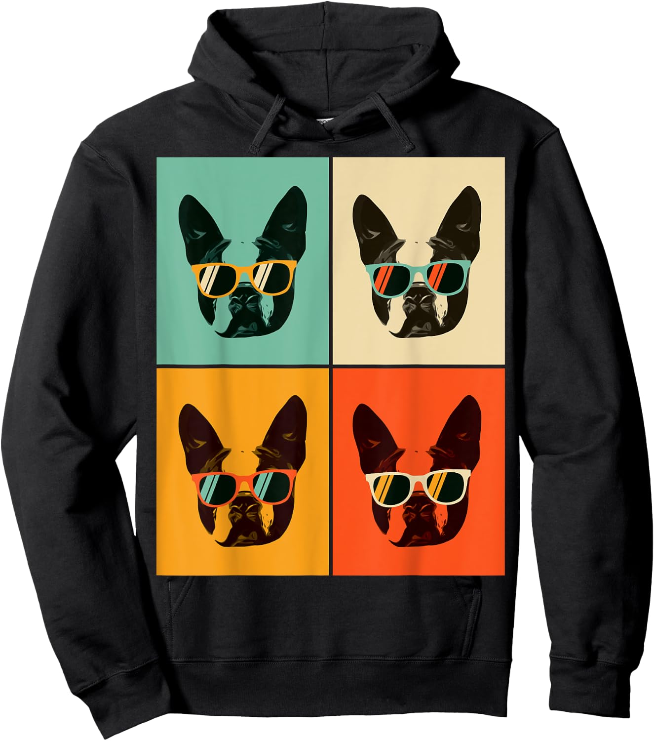 Bostie Dog Lover Gift Funny Boston Terrier With Sunglasses Women Girls Kids Hoodie - Hoodie | Black