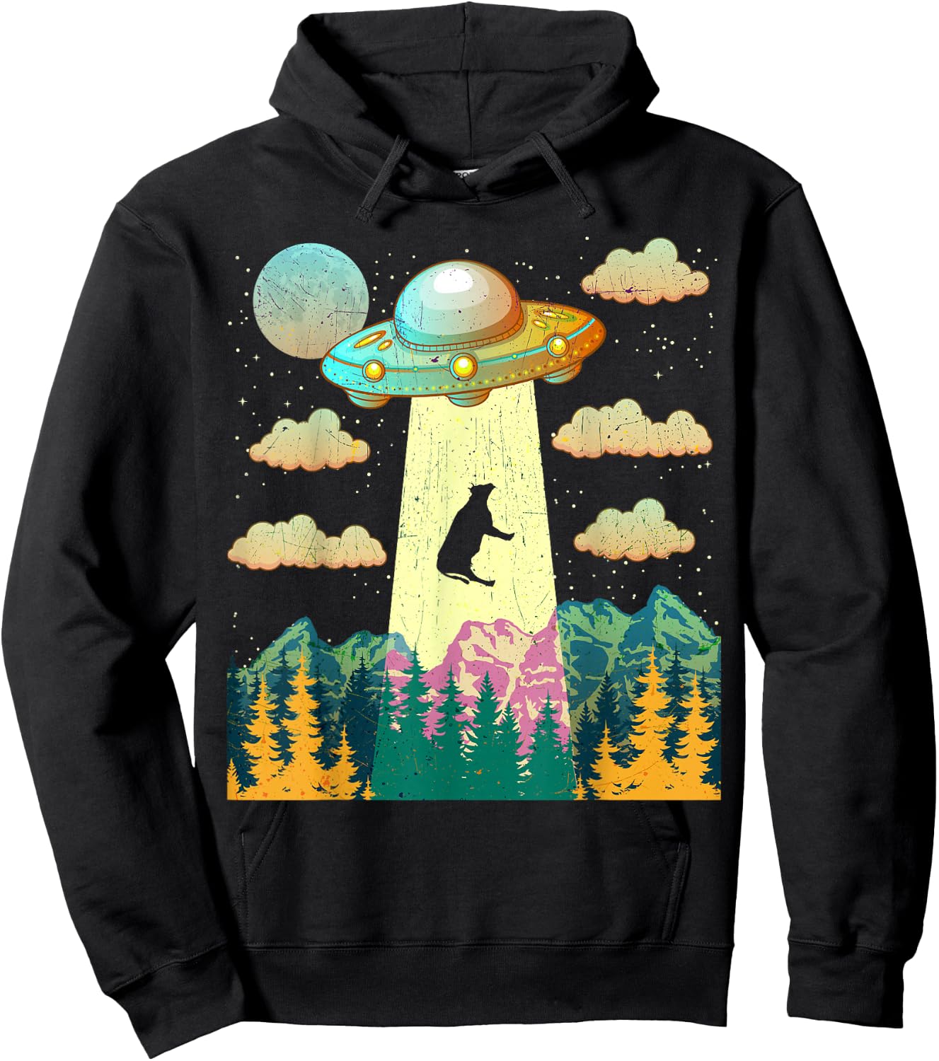 Cow UFO Abduction Vintage BELIEVE Retro Gift Hoodie - Hoodie | Black