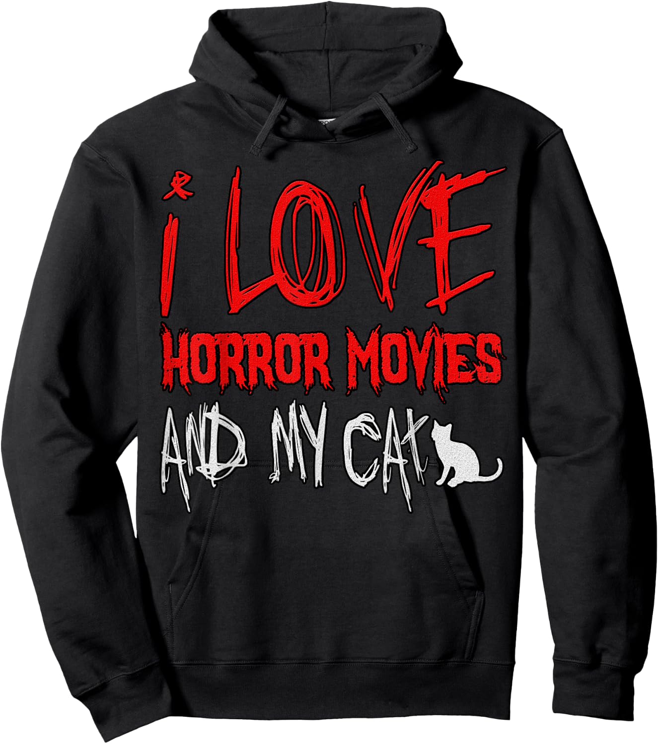 Horror Lover Funny - I Love Horror Movies And My Cat Hoodie - Hoodie | Black