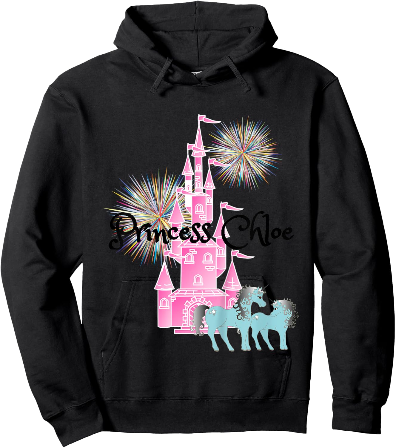 Kids Princess Chloe Name Girls Personalized Custom Hoodie - Hoodie | Black