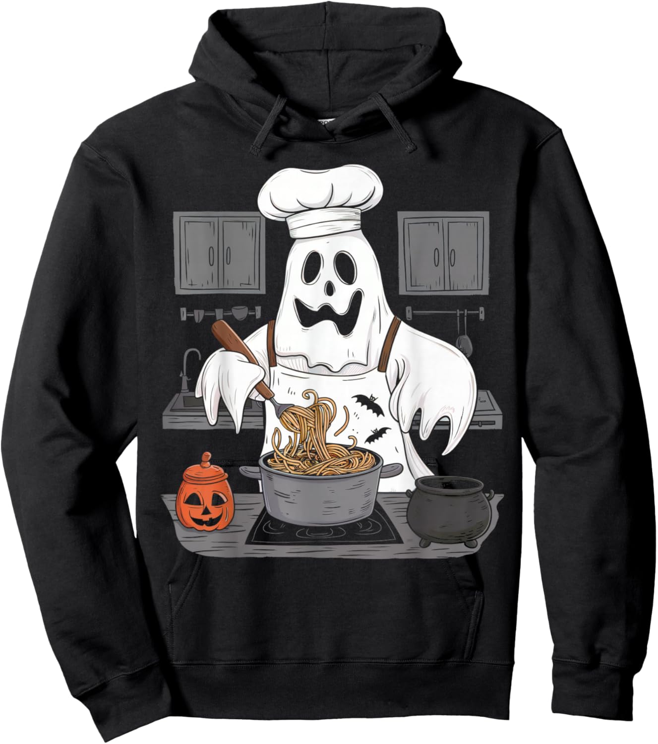 Ghost Cooking Halloween Chef Kitchen Restaurant Staff Crew Hoodie - Hoodie | Black