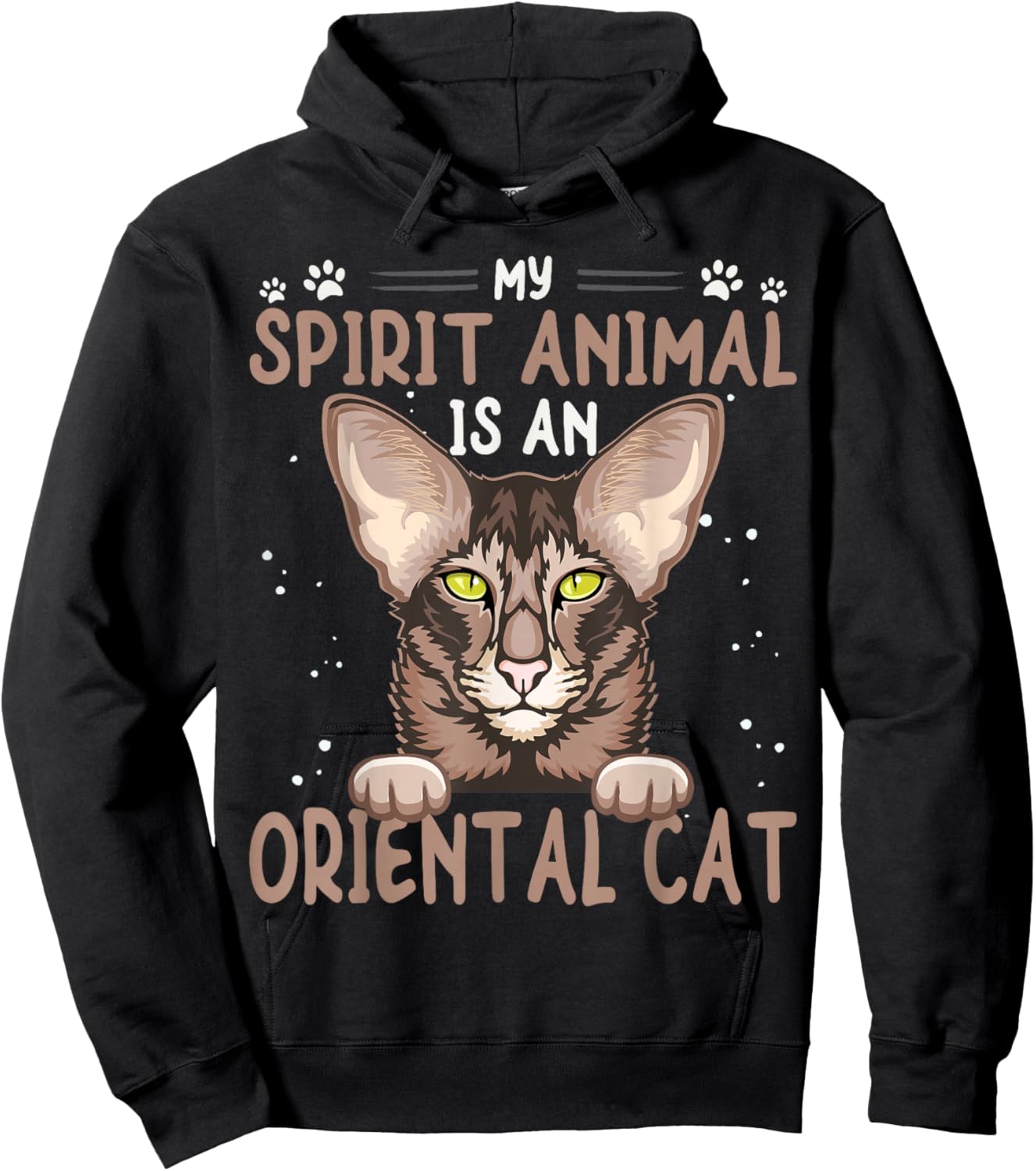 Oriental Cat Bicolor Dad Items Brush Oriental Shorthair Cat Hoodie - Hoodie | Black