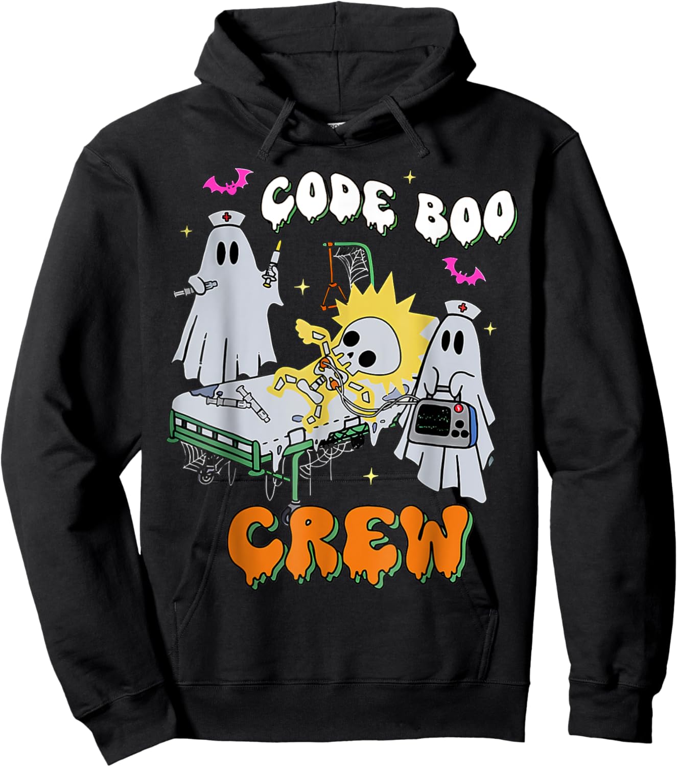 Code Boo Crew Funny Ghost Nurse Halloween Costume Nursing Hoodie - Hoodie | Black