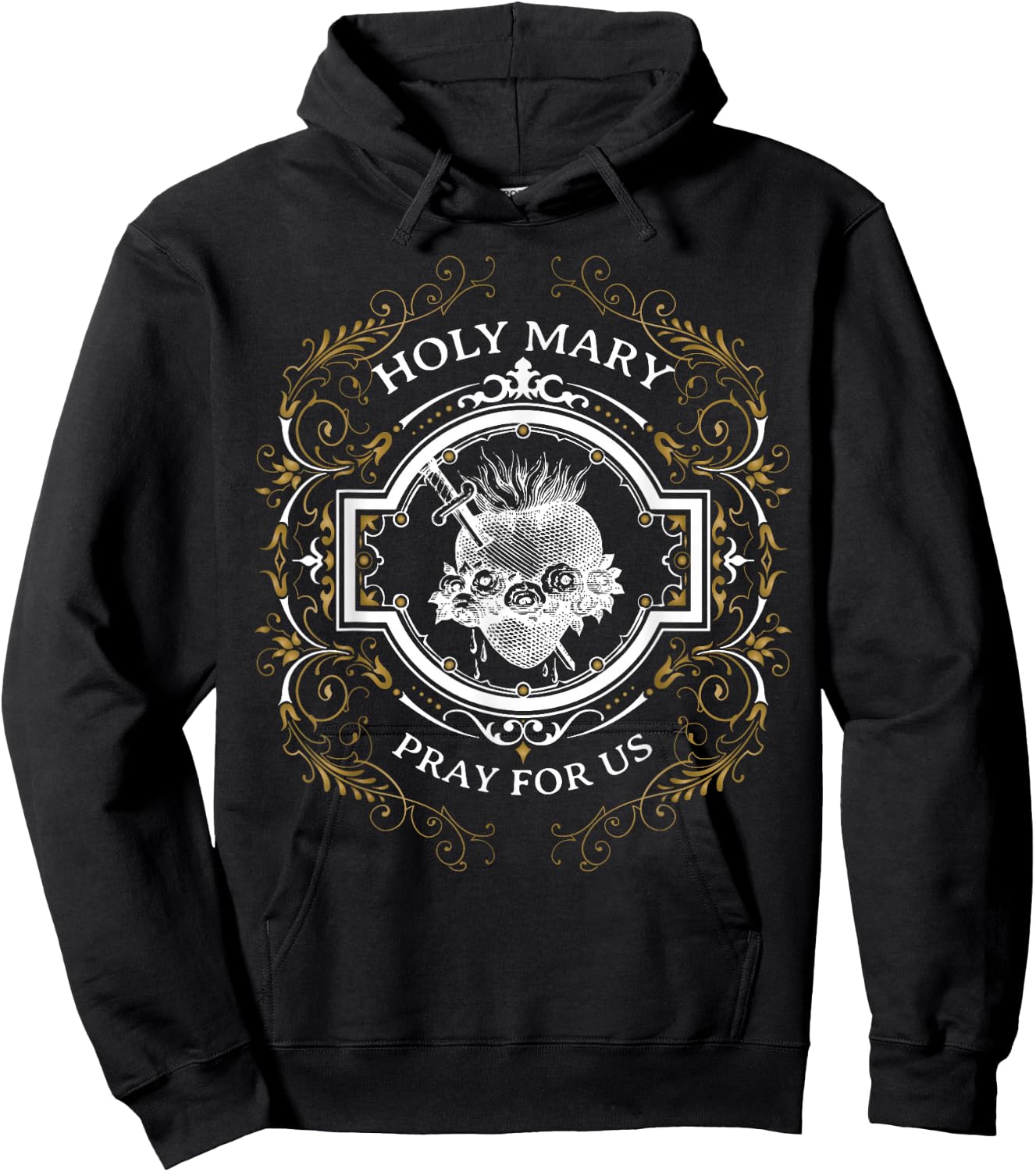Holy Mary Immaculate Heart Blessed Mother Catholic Vintage Hoodie - Hoodie | Black