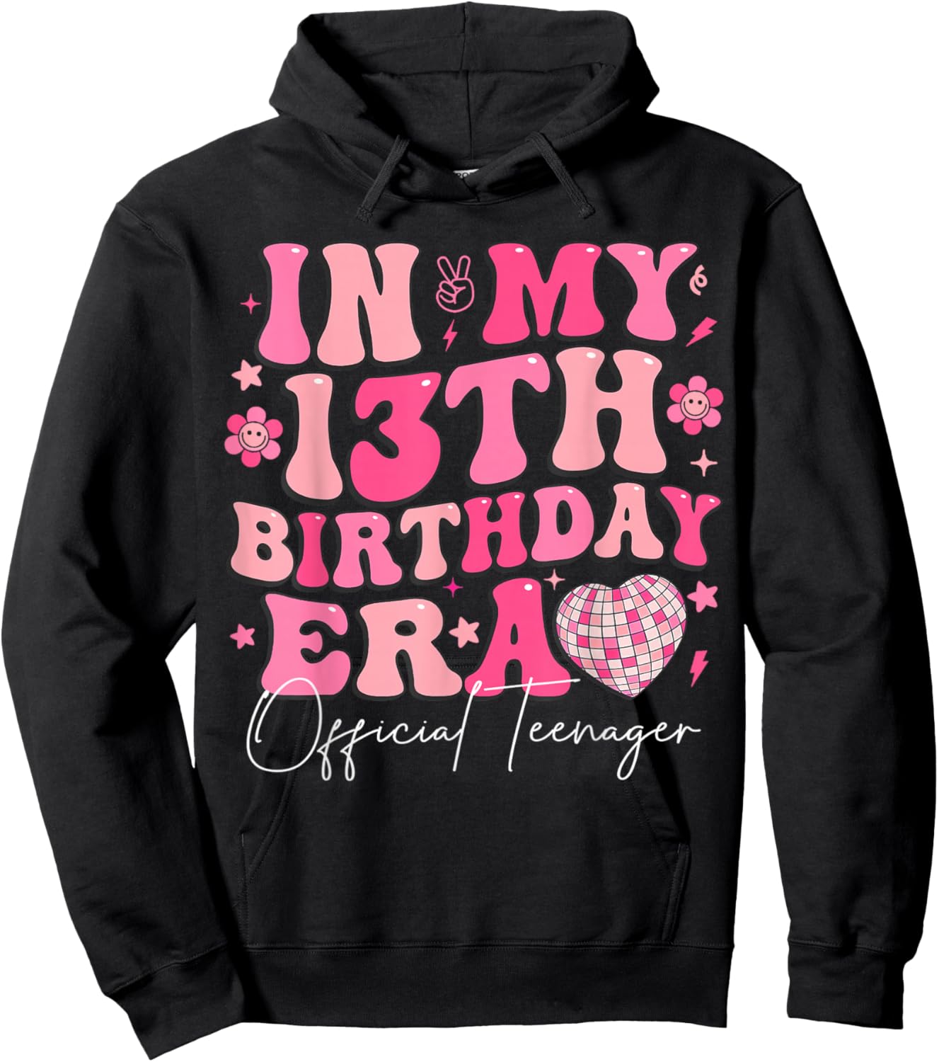 Retro in My 13th Birthday Era 13 Years Old Official Teenager Hoodie - Hoodie | Black