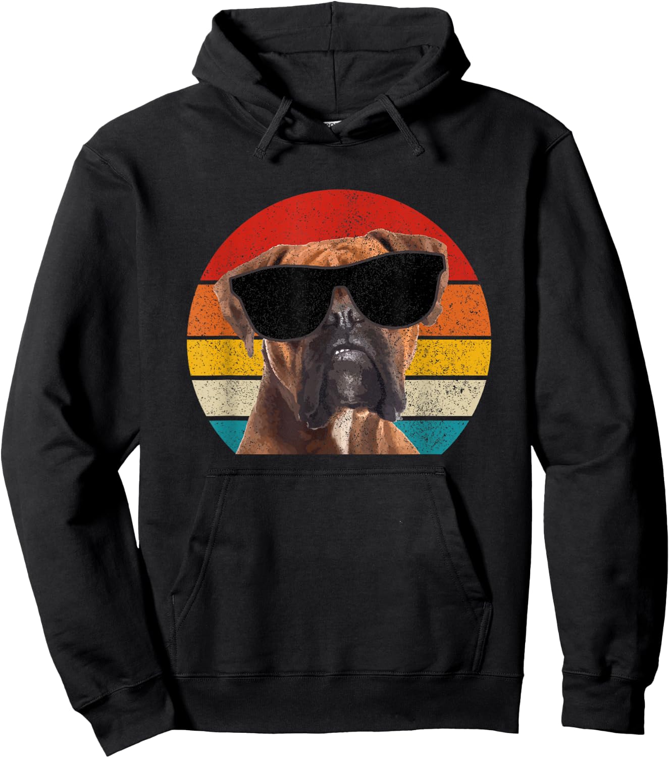 Boxer Dog Sunglasses Vintage Funny Dog Men Women Kids Hoodie - Hoodie | Black
