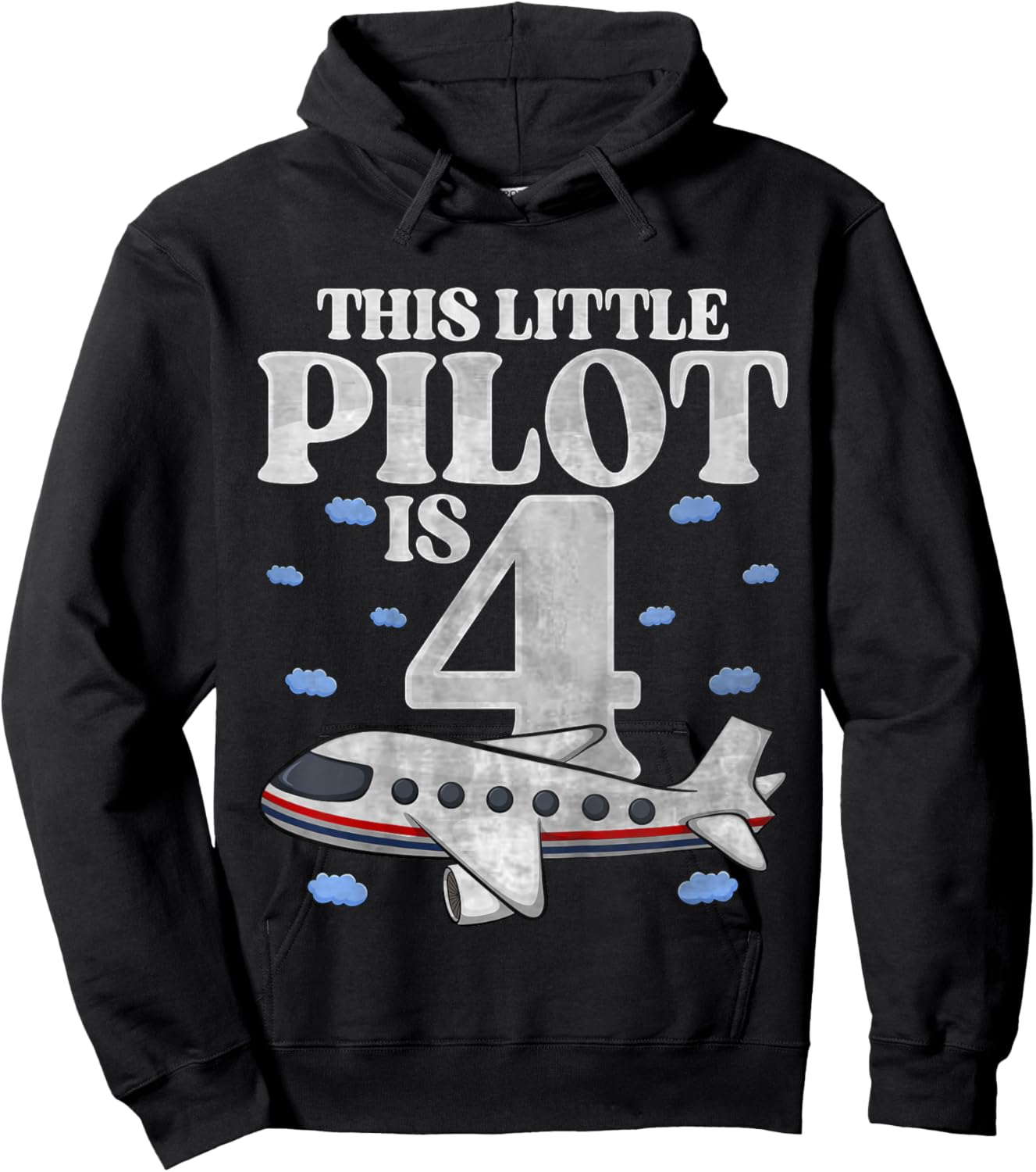 Kids This Little Pilot Is 4 Airplane Four Years Old 4th Birthday Hoodie - Hoodie | Black
