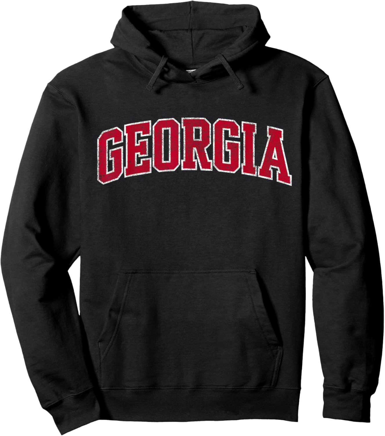Georgia GA Vintage Athletic Sports Design Red Text Hoodie - Hoodie | Black