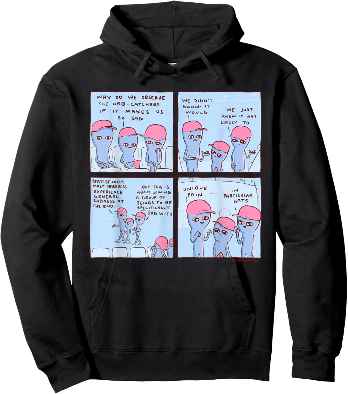 Threadless Nathan W. Pyle Strange Planet Unique Pain Graphic Hoodie - Hoodie | Black