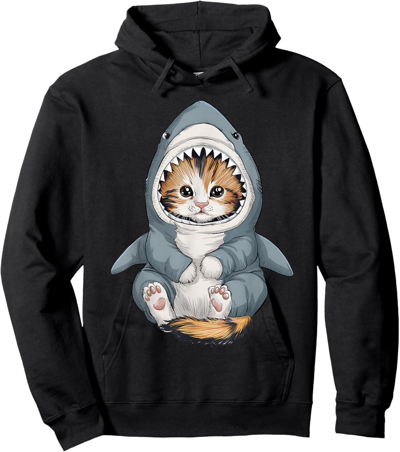 Cute Kitten in a Shark Costume Kitty My Cat is a Shark Hoodie - Hoodie | Black