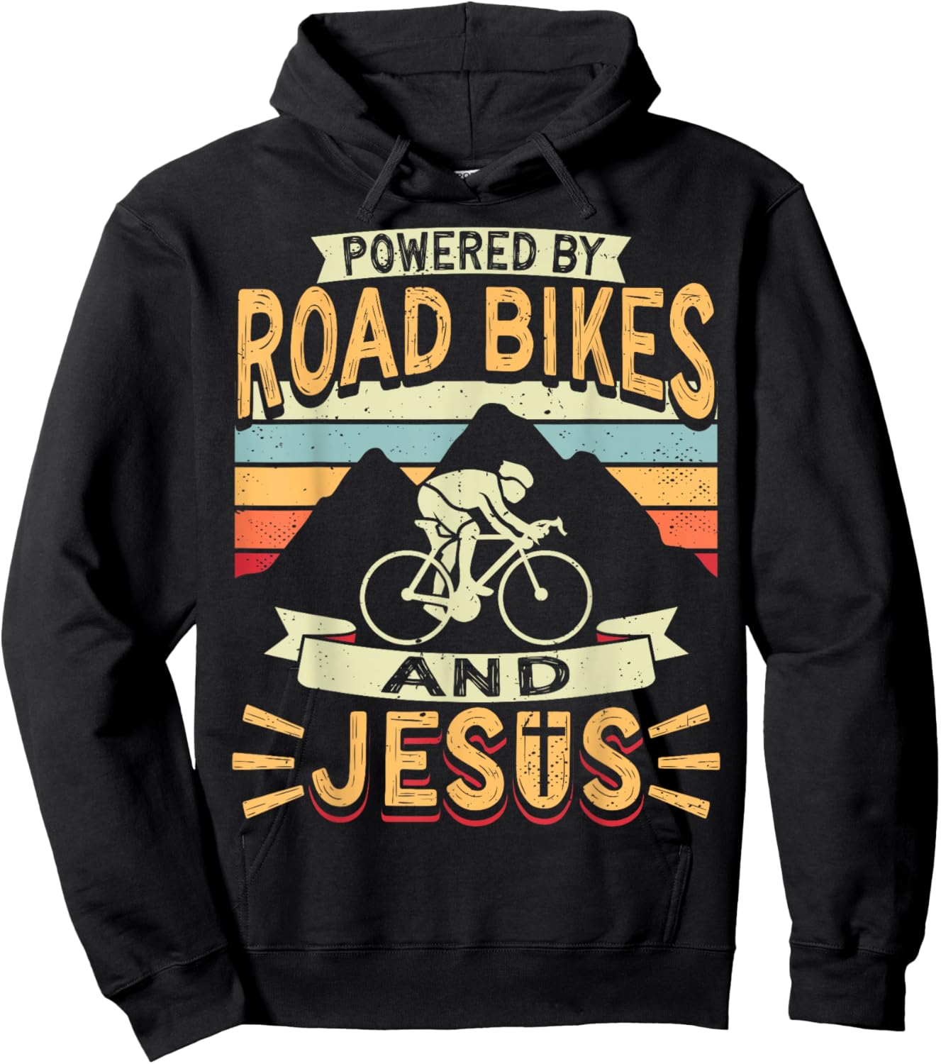 Powered By Road Bikes And Jesus Biker Bike Cycling Cyclist Hoodie - Hoodie | Black