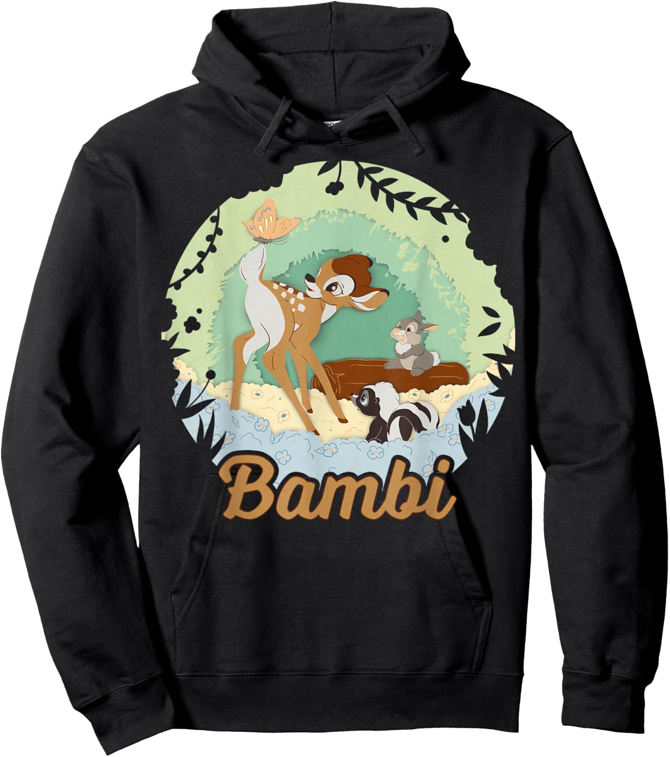 Disney Bambi Thumper And Flower Paper Cut Portrait Hoodie - Hoodie | Black